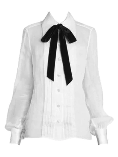 Shop Marc Jacobs Runway Pleated Tieneck Blouse In White