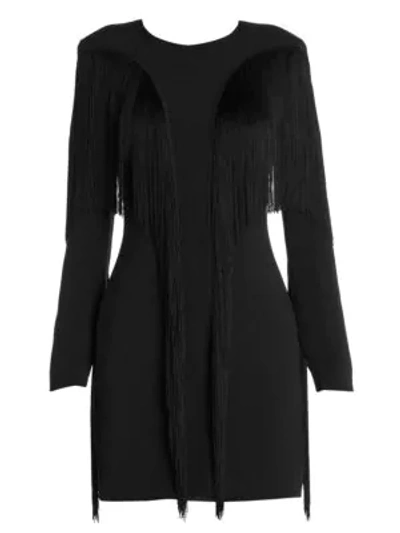 Shop Stella Mccartney Fringe Trim Mini Dress In Black