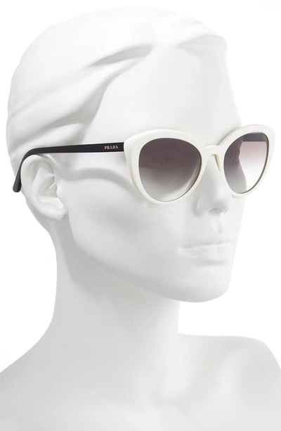 Shop Prada 54mm Cat Eye Sunglasses In White/ Grey Gradient