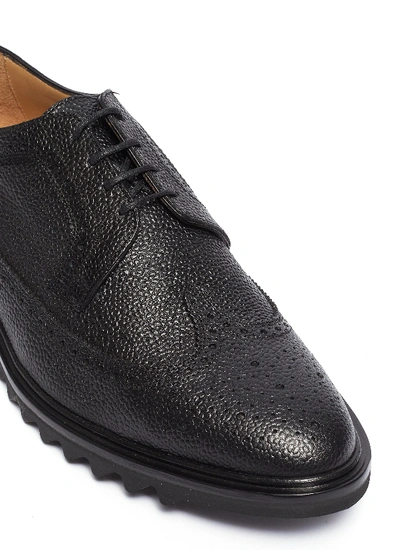 Shop Thom Browne Stripe Outsole Pebble Grain Leather Brogue Derbies In Black