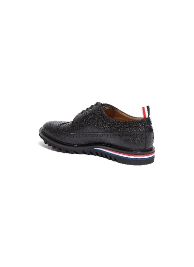 Shop Thom Browne Stripe Outsole Pebble Grain Leather Brogue Derbies In Black