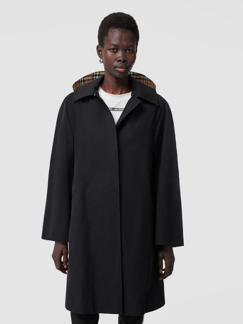 Detachable hood tropical gabardine swing coat top