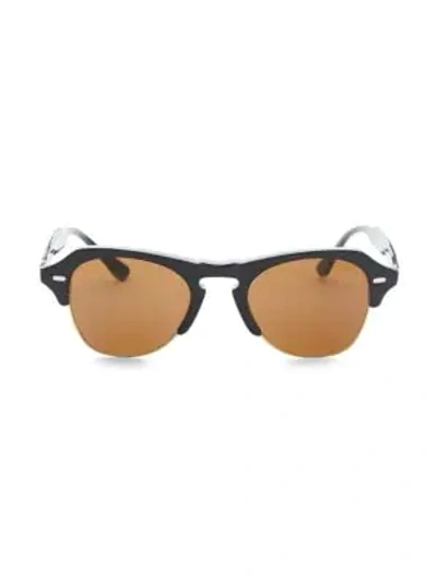Shop Kyme Men's 48mm Clubmaster Sunglasses In Shiny Black
