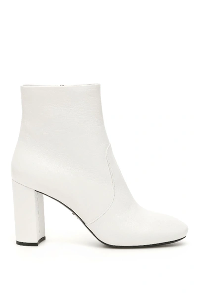 Shop Prada Madras Booties In Bianco (white)