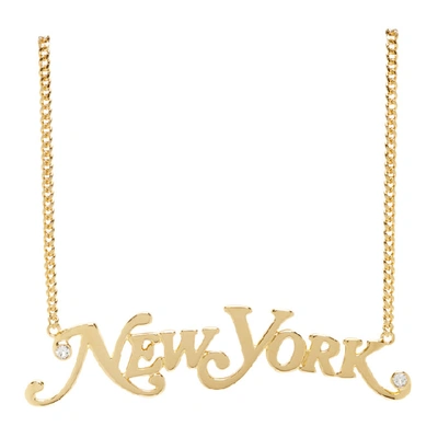 Shop Marc Jacobs Gold New York Magazine Edition The Nameplate Pendant Ny Necklace In 710 Gold