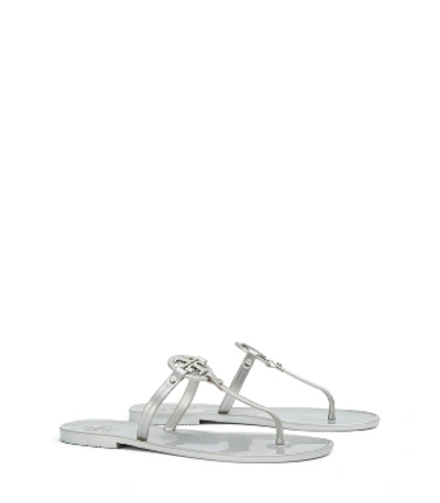 Shop Tory Burch Mini Miller Jelly Thong Sandal In Silver
