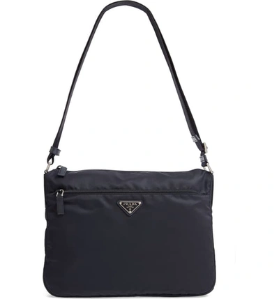 Shop Prada Large Nylon Crossbody Bag In Bleu