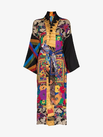 Shop Rianna + Nina Floral Print Silk Kimono In Multicolour