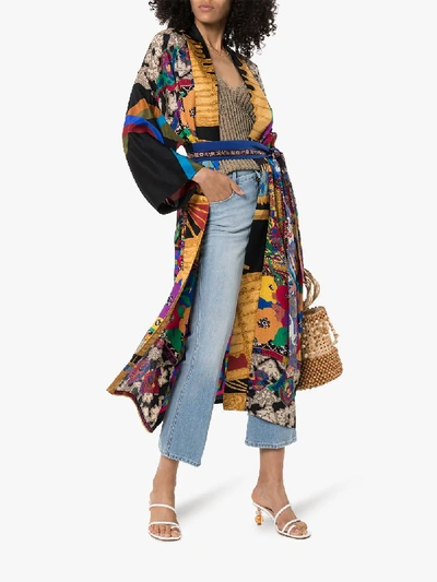 Shop Rianna + Nina Floral Print Silk Kimono In Multicolour