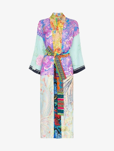 Shop Rianna + Nina Psychedelic Floral Print Silk Kimono In 108 - Multicoloured