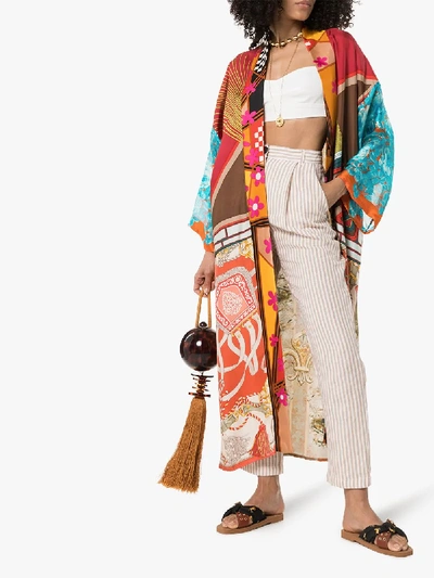 Shop Rianna + Nina Mixed Print Silk Kimono In Multicoloured