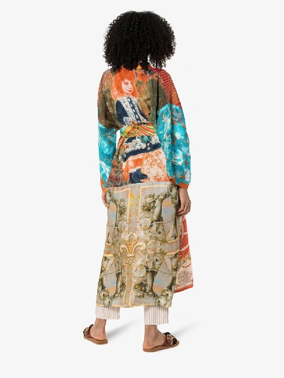 Shop Rianna + Nina Mixed Print Silk Kimono In Multicoloured