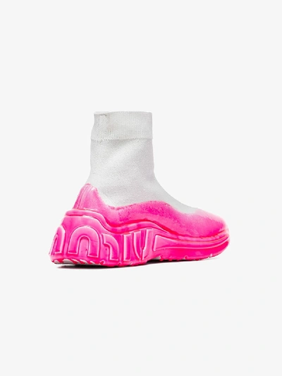 Shop Miu Miu 'tech' High-top-sneakers In Pink