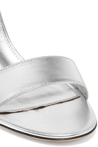 Shop Ferragamo Azalea Metallic Leather Sandals In Silver