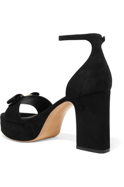 Shop Ferragamo Eclipse Bow-embellished Suede Platform Sandals In Black