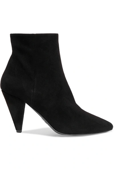 Shop Prada 90 Suede Ankle Boots In Black