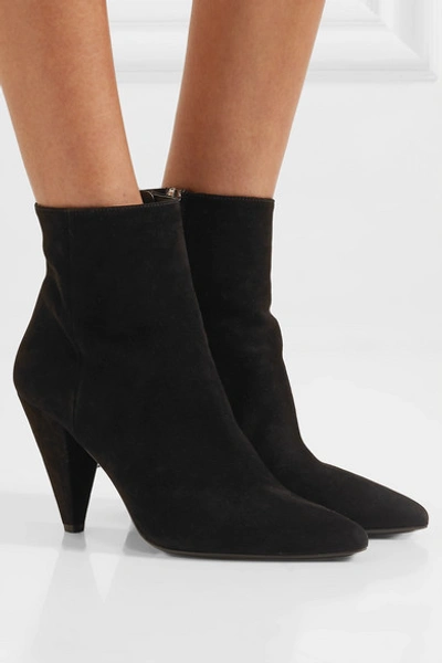 Shop Prada 90 Suede Ankle Boots In Black