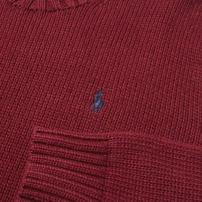 Shop Polo Ralph Lauren Chunky Cotton Knit In Burgundy