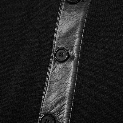 Shop Saint Laurent Cashmere Leather Detail Cardigan In Black