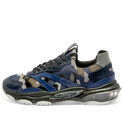 Shop Valentino Bounce Mesh Camo Runner In Blue