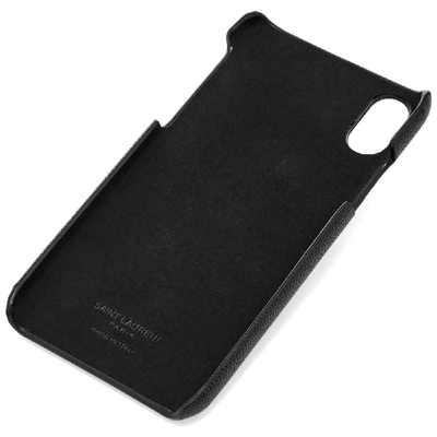 Shop Saint Laurent Grain Leather Iphone X Case In Black