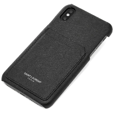 Shop Saint Laurent Grain Leather Iphone X Case In Black