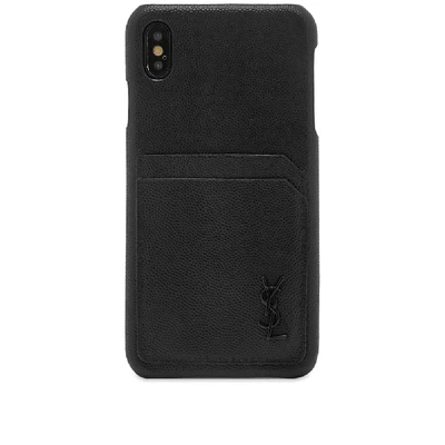 Shop Saint Laurent Ysl Metal Logo Iphone Xs Max Case In Black