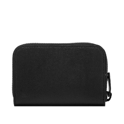 Shop Saint Laurent Ysl Metal Logo Zip Coin Wallet In Black