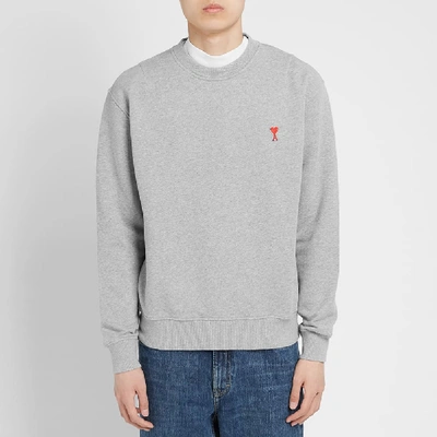 Shop Ami Alexandre Mattiussi Ami Heart Logo Crew Sweat In Grey