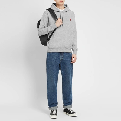 Shop Ami Alexandre Mattiussi Ami Heart Logo Patch Popover Hoody In Grey