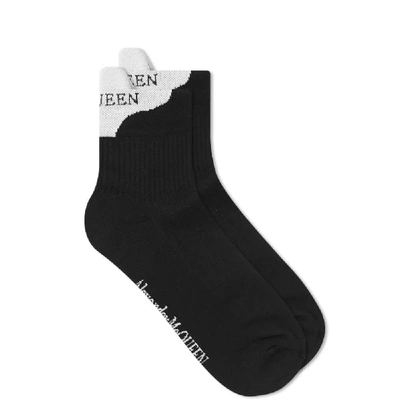 Shop Alexander Mcqueen Logo Heel Tab Sport Sock In Black