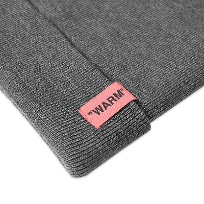 Shop Off-white Embroidered Logo Beanie In Grey