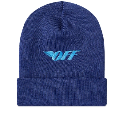 Shop Off-white Embroidered Logo Beanie In Blue