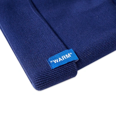 Shop Off-white Embroidered Logo Beanie In Blue