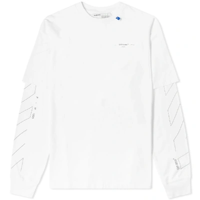 Shop Off-white Long Sleeve Diagonal Layered 3m Unfinished Tee