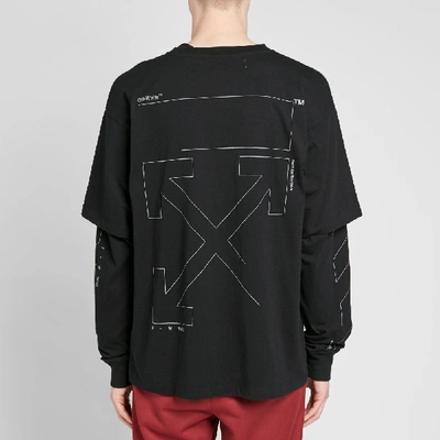 Off-white Unfinished Logo Layered Sleeve Cotton T Shirt In Black