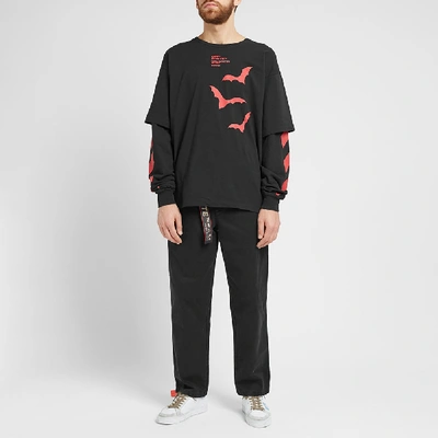 Shop Off-white Long Sleeve Diagonal Bats Layered Tee In Black