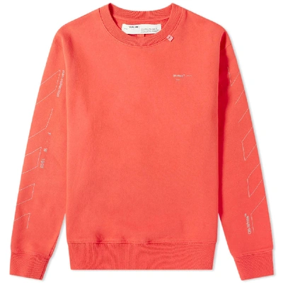Shop Off-white Unfinished 3m Arrow Crew Sweat In Red