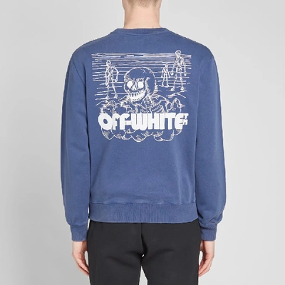 Shop Off-white Skulls Slim Crew Sweat In Blue