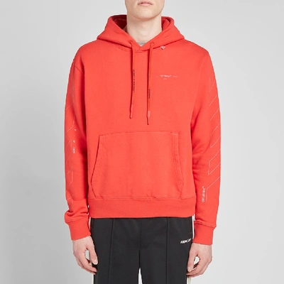 Shop Off-white Diagonal Sleeve Unfinished Popover Hoody In Red