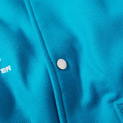 Shop Off-white Leather Varsity Jacket In Blue