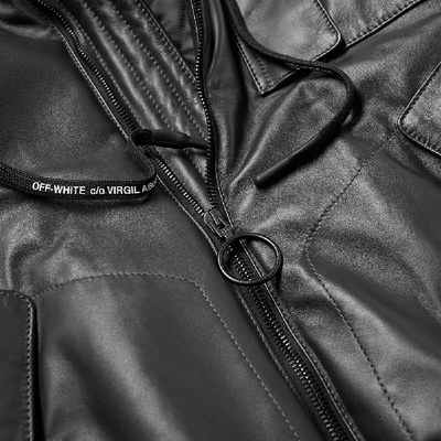 Shop Off-white Skull Hooded Leather Jacket In Black