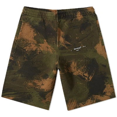 Shop Off-white Paintbrush Sweat Short In Green