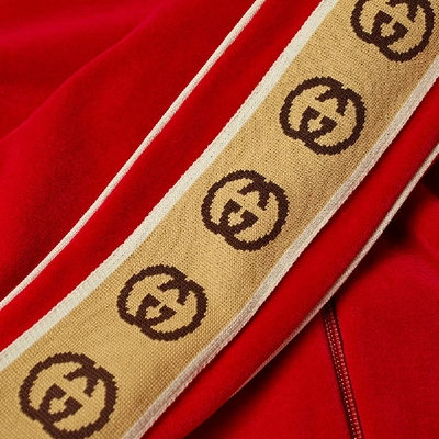 Shop Gucci Velour Taped Oversized Track Jacket In Red