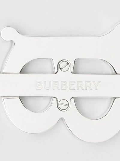 Shop Burberry Monogram Motif Palladium-plated Key R In Silver