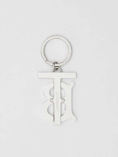 Shop Burberry Monogram Motif Palladium-plated Key R In Silver