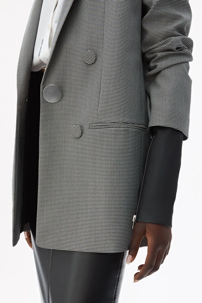 Shop Alexander Wang Notched Lapel Jacket In Blk/wht Houndstooth