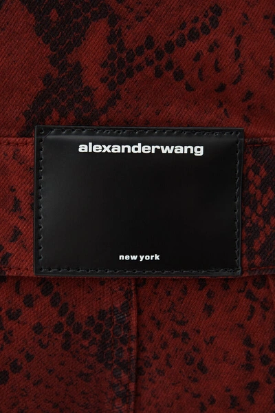 Shop Alexander Wang Printed Denim Jacket In Burgundy