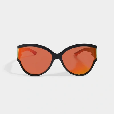 Shop Balenciaga Unlimited Rectangle Sunglasses In Orange Injection With Orange Lenses