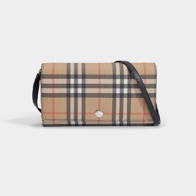 Shop Burberry Hannah Vintage Check Clutch In Antique Yellow Cotton